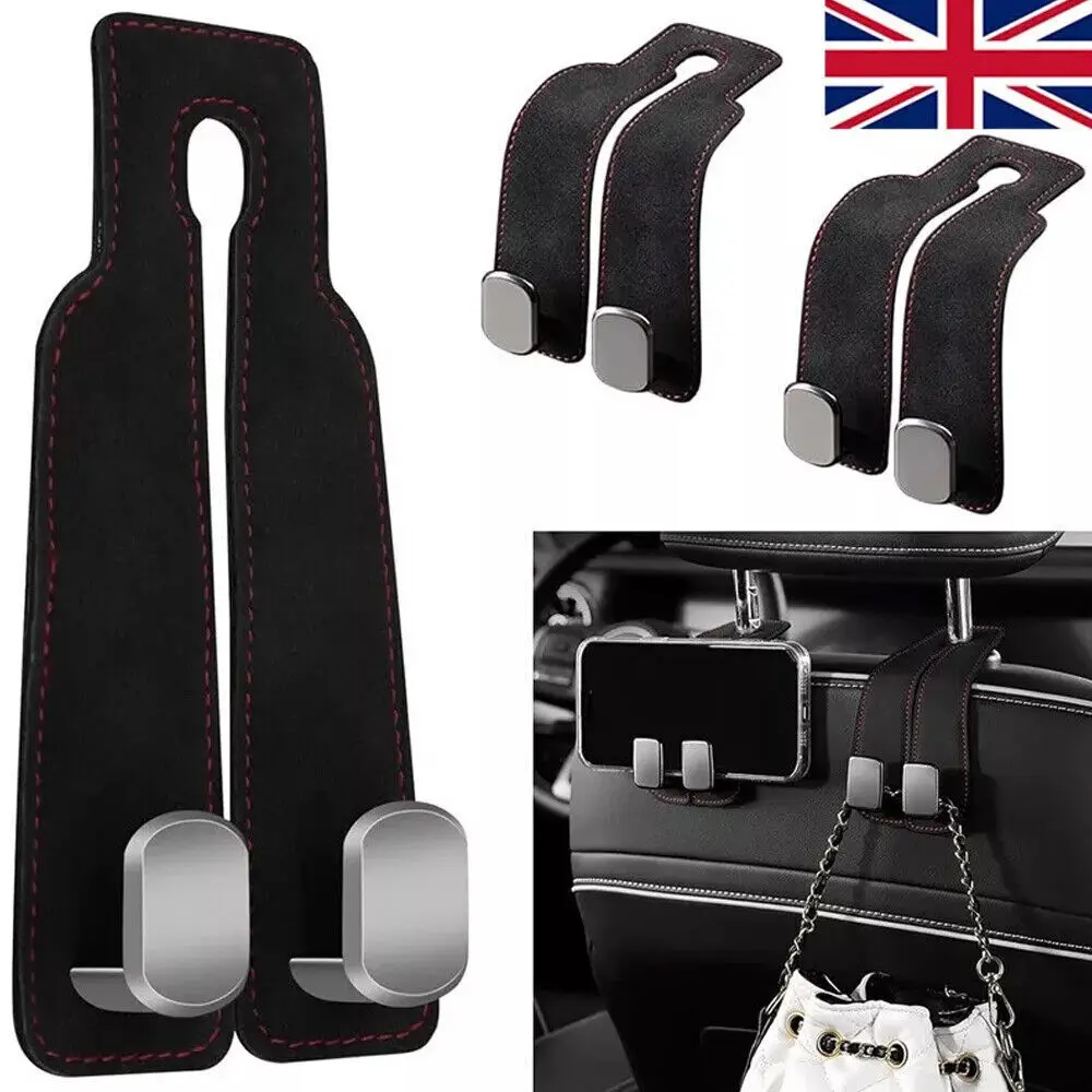 Flexible Leather Car Seat Back Headrest Storage Dual Hoo Holder Upgrade Hide