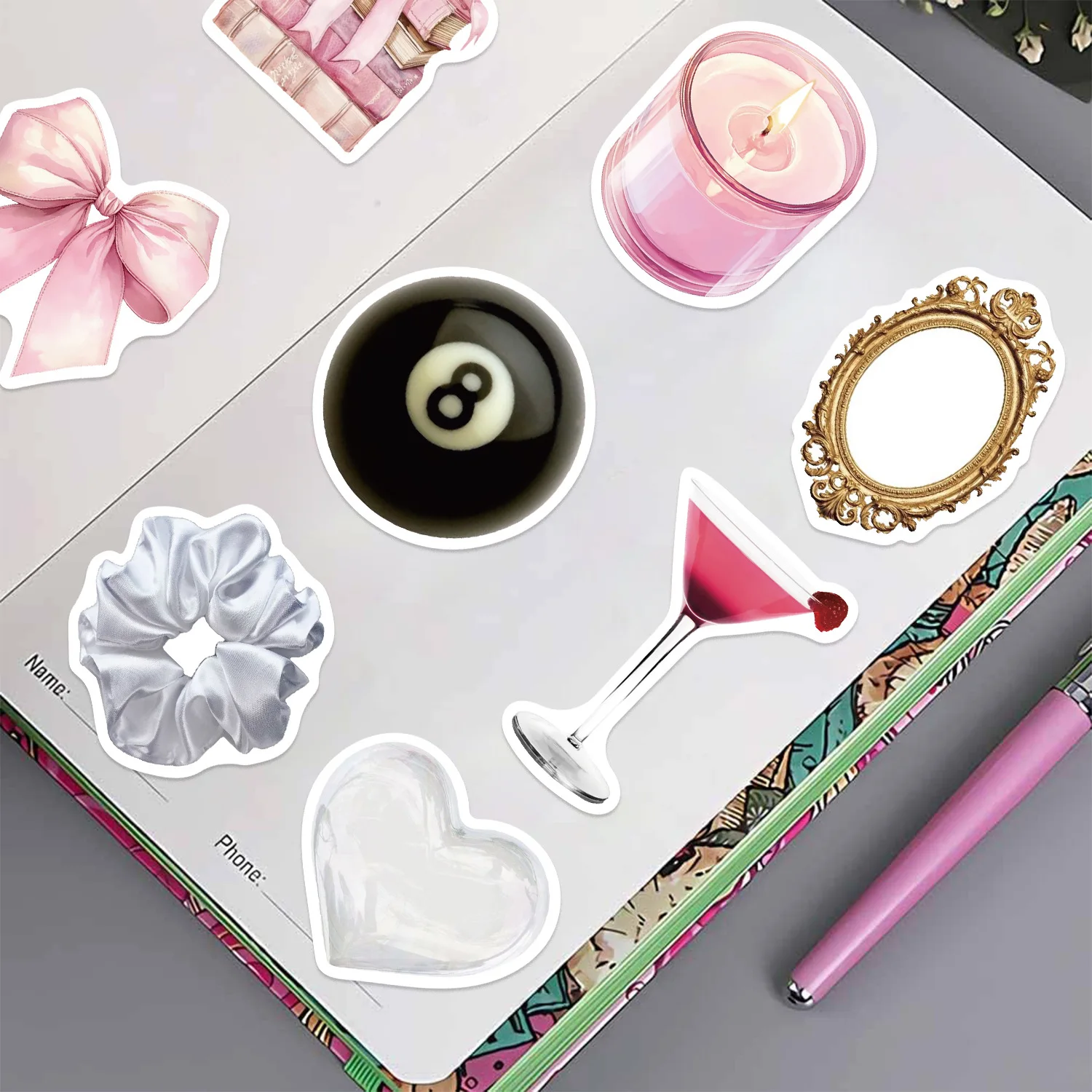 52PCS Cartoon Gentle Aesthetic Graffiti Stickers Decorative Guitar Notebook Luggage DIY Waterproof Stickers