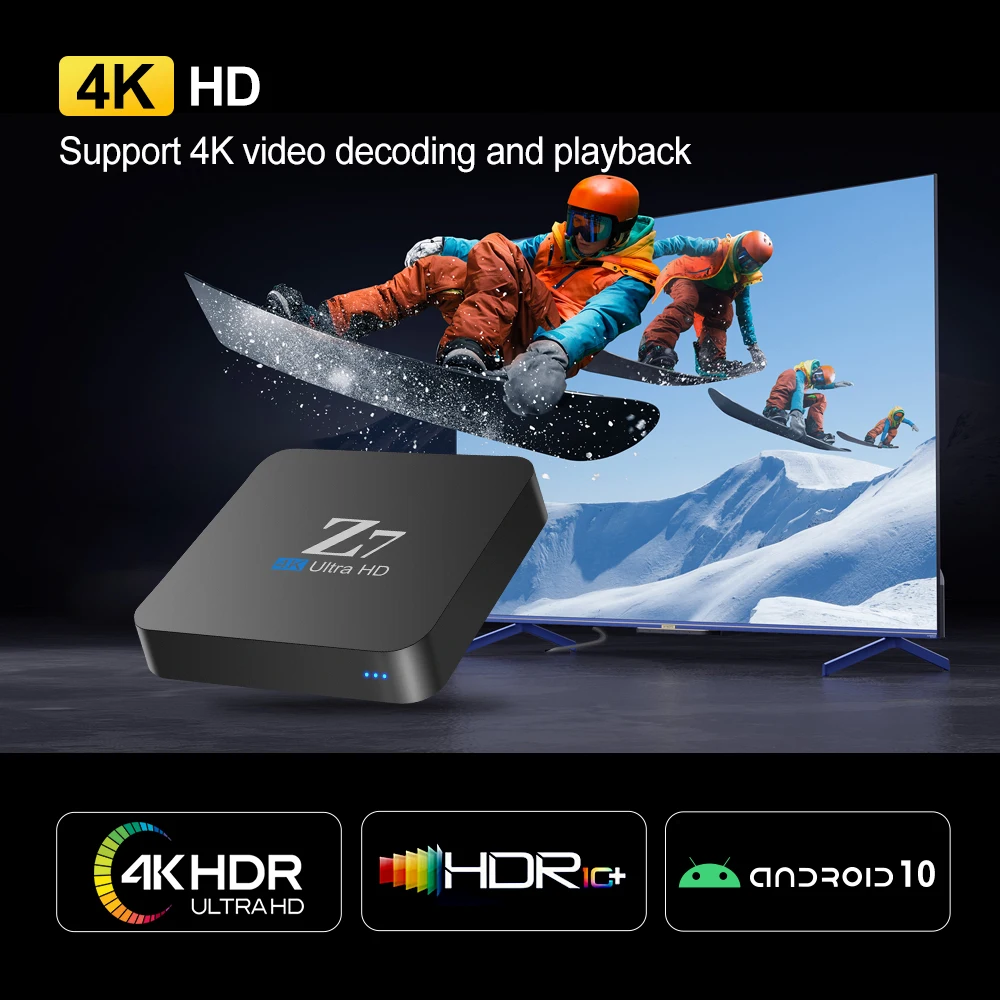 Z7 Android 10 TV BOX Allwinner H313 Dual Wifi 2G8G رباعي النواة Cortex A53 دعم 8K 4K BT مشغل الوسائط الصوتي فك التشفير