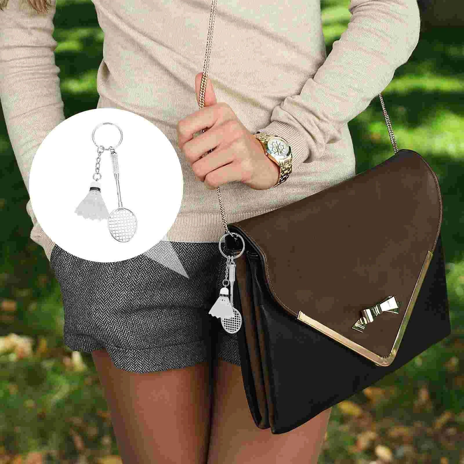 2 Pcs Badminton Keychain Rings Pendant Accessories Racket Backpack Pendants Chains Plastic Mini Bag Car Sports Souvenirs