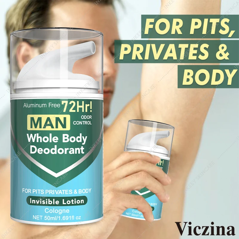 Viczina Whole Body Deodorant for Men 72 Hour Odor Control, Cologne, Long Lasting, Gentle Armpit Odor Removal for body Privates