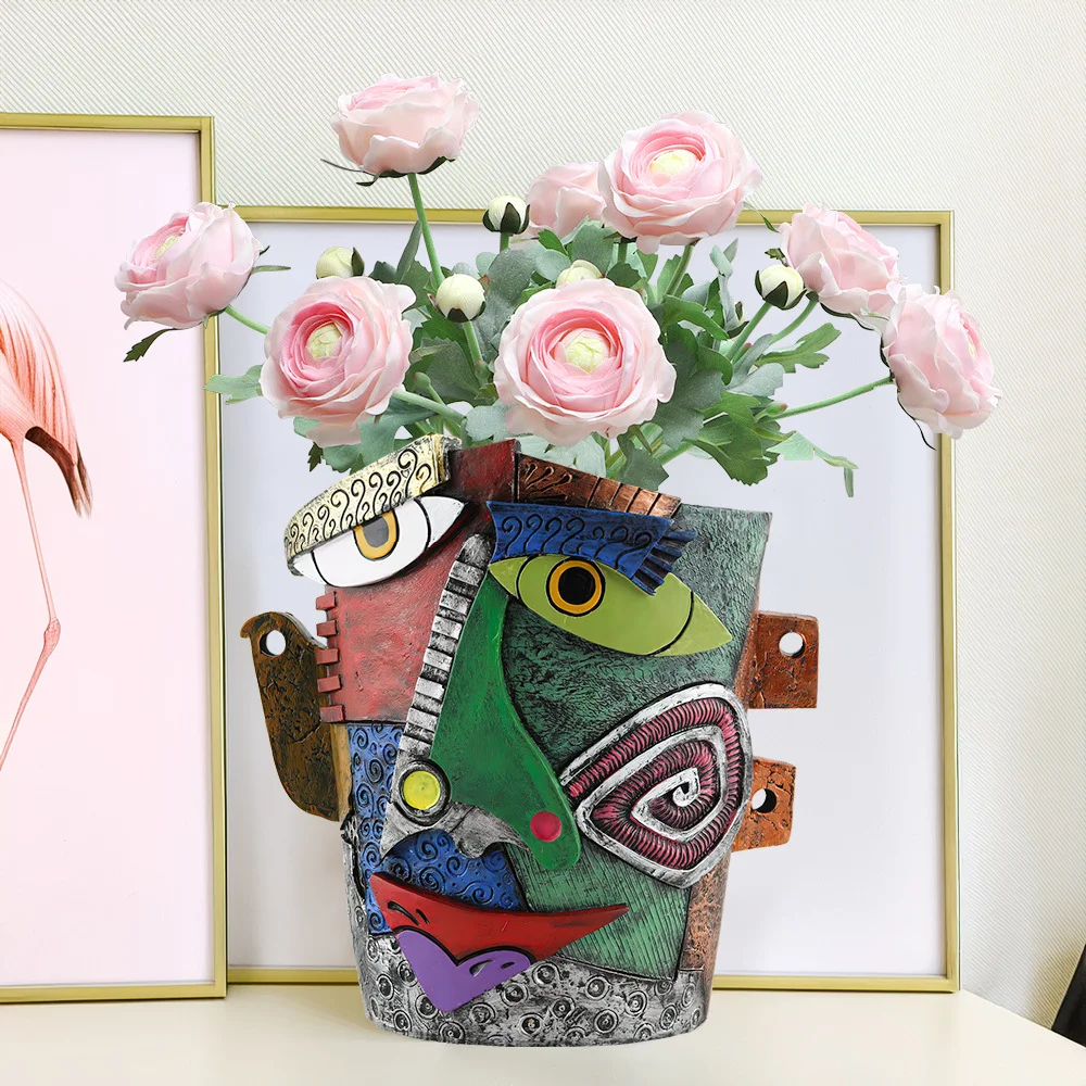 

1 Piece of Picasso Brutalist Abstract Face Flower Pot Planting Potted Flower Pot Fun Decorative Flower Resin Succulent Flower Pot