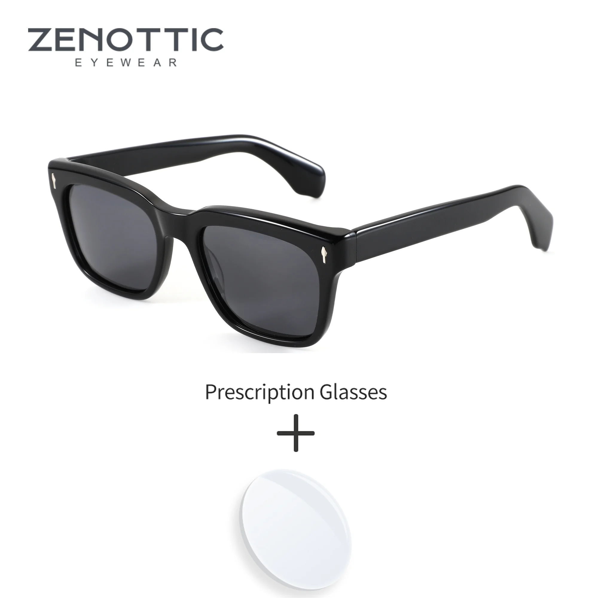 

ZENOTTIC M Size Stylish Mens Acetate Polarized Sunglasses Prescription UV400 Protection Square Optical Sun Glasses