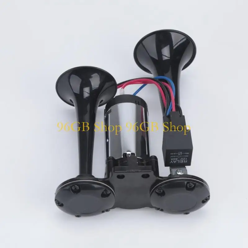 96GB Integrated Motor Vehicle Air Horn, Two Trumpets on Base 12V 600DB for Vehicle Electrical Circuit Planning
