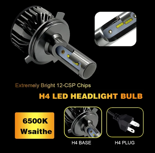 Imagen 2 del producto Faro de coche H4 LED 110W H7 LED canbus H1 H3 H8 H11 9005 9006 55W 20000lm 6500K estilo de coche bombillas de luz antiniebla