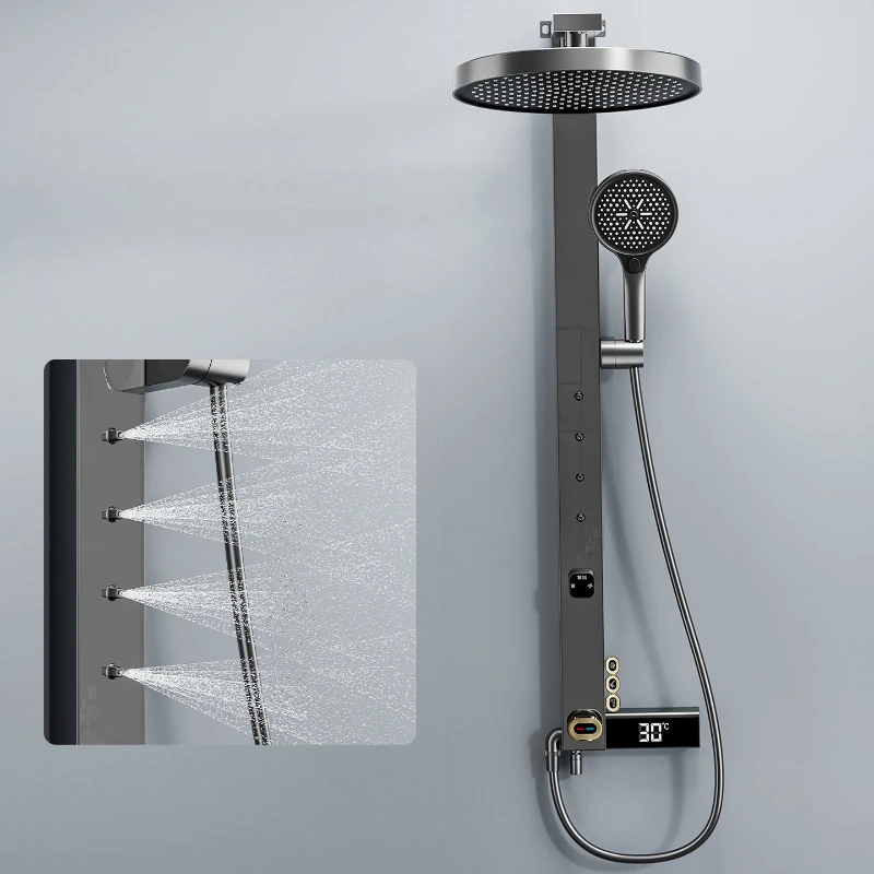 Intelligent Constant Temperature Shower Trim System Multifunctional Digital Display Shower Head Durable Bathroom Fixture