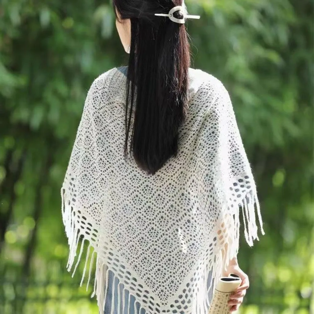 

Fashion Solid Color Women's Shawls Handmade Floral Tassel Scarf Embroidery Cheongsam Accessories Fringes Wraps Girl