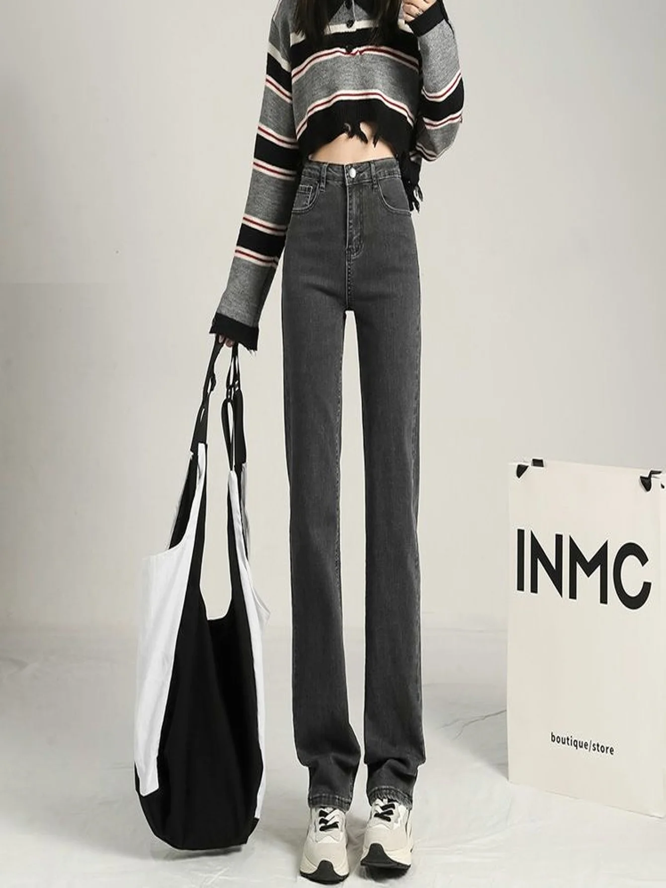 Jeans ajustados grises para hombre, originales Drip Y2k, pantalones casuales unisex para hombre, sin accesorios ni cinturones incluidos