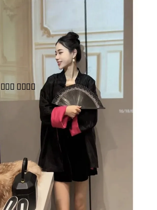 

Новая осенне-зимняя свободная куртка в стиле колор-блок с длинными рукавами, повседневная модная верхняя одежда для женщин, утягивающая фигуру, в китайском стиле