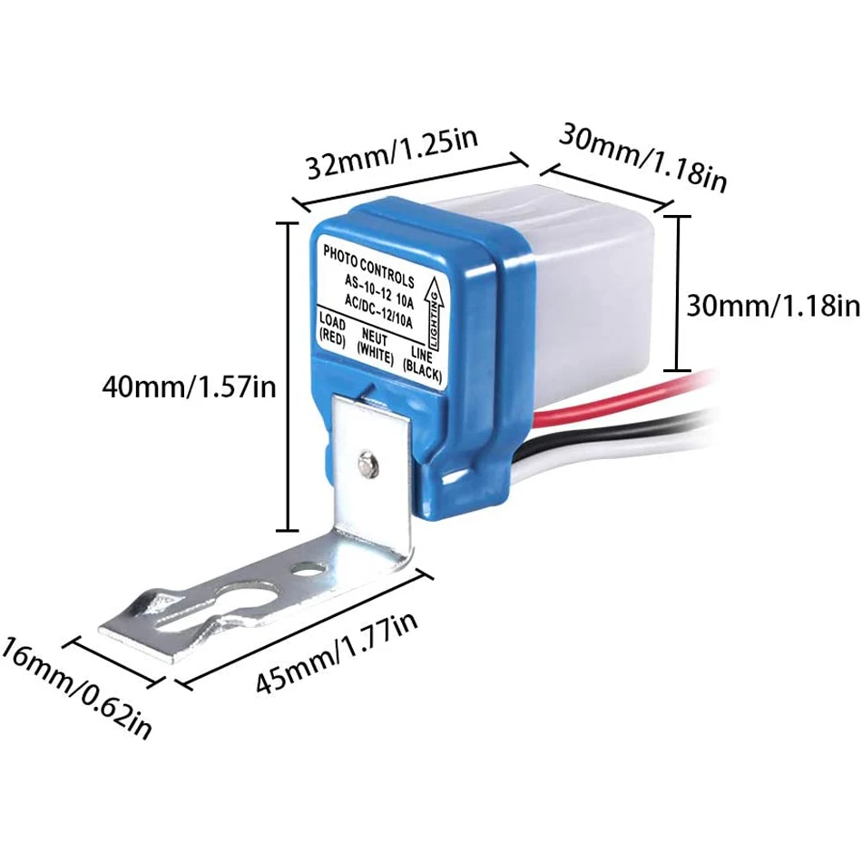 Automatic Auto On Off Photocell street Light Switch DC AC 12V 24V 110V 220V 50-60Hz 10A Photo Control Photoswitch Sensor Switch