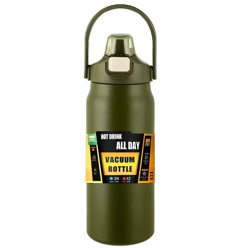 Tragbare Tumbler-Vakuumflaschen, kalte und heiße Sportwasserflasche, Strohhalm, Thermobecher aus Edelstahl 304, Outdoor-Thermoskanne