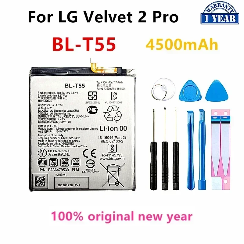 

Original BL-T55 4500mAh Battery For LG Velvet 2 Pro BL T55 Mobile phone Batteries+Tools