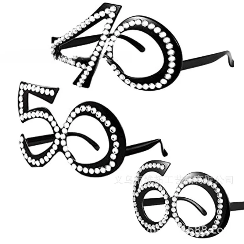 Unisex 40/50/60th Fashion Glasses -Birthday Glasses for Adults - Unique Accessories，black Hollow-out Party Glasses