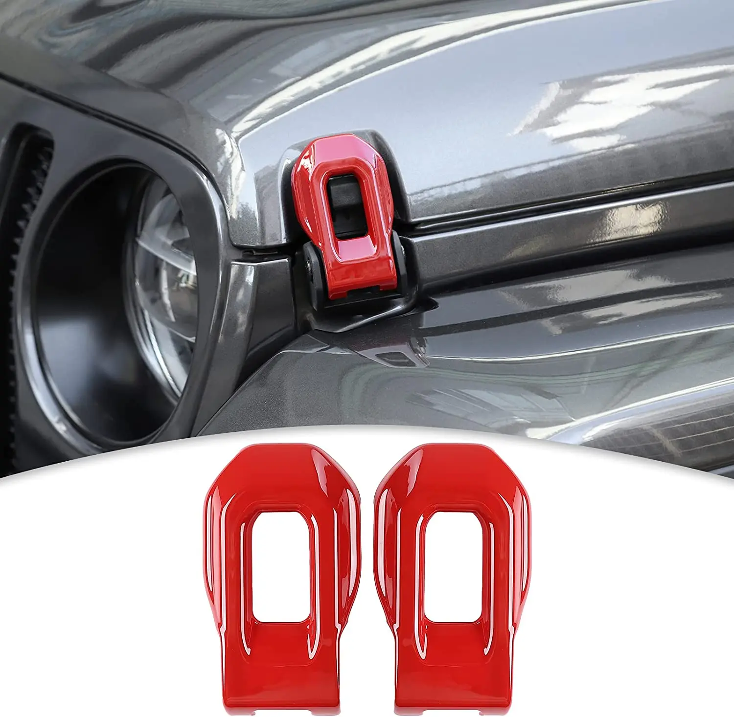 Hood Lock Catch Latches Decoration Cover Trim for Jeep Wrangler JL Gladiator JT 2018-2023