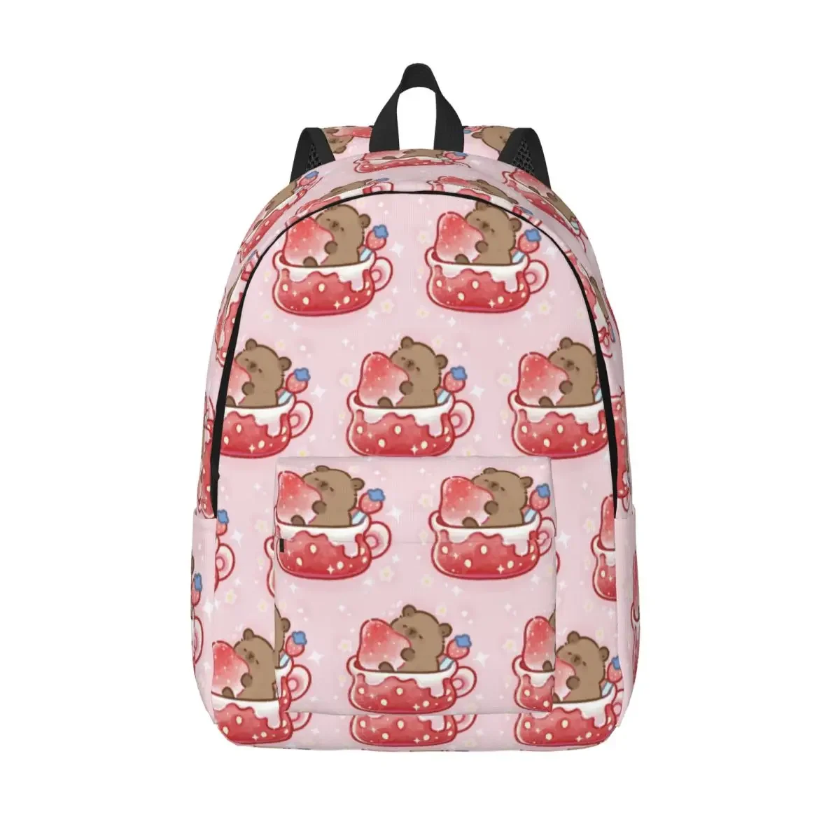 

Custom Strawberry Capybara Canvas Backpacks for Girls Boys Cartoon School College Travel Bags Women Bookbag Fits 15 Inch Laptop