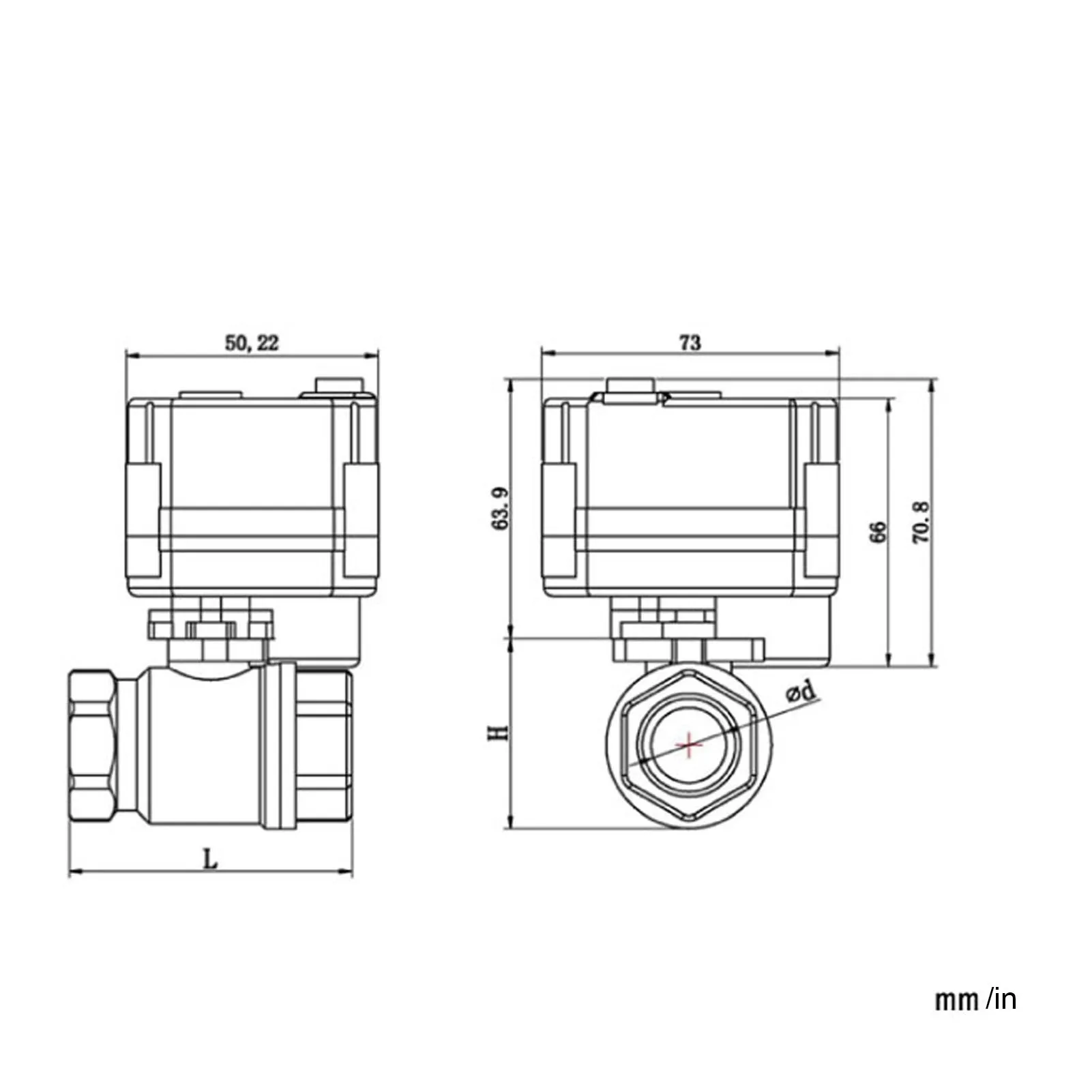 Valvola a sfera DN15, valvola a sfera motorizzata Dispositivo di pressione per tubo dritto in ottone con indicazione dell'interruttore BSP DN15 DC12V