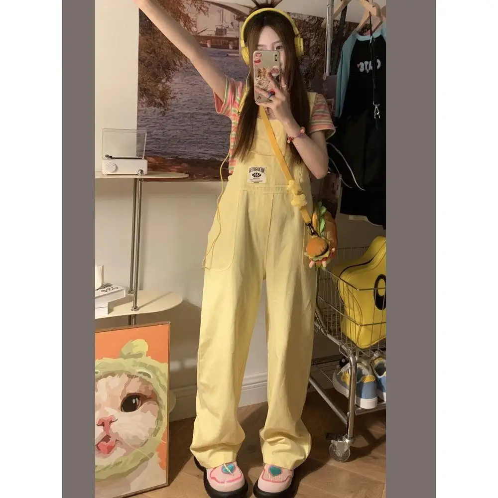 

Джинсовый комбинезон для девочек Dopne: повседневные свободные брюки с высокой талией и широкими штанинами, легкий летний наряд