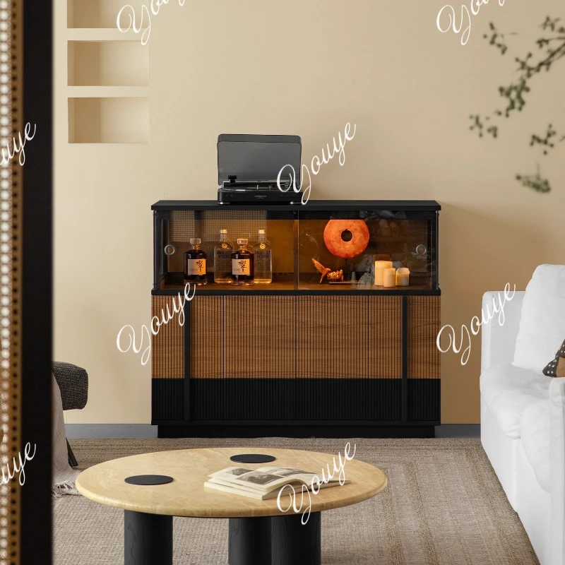 Four-hour dining side cabinet Solid wood teak side cabinet Living room wine cabinet Simple entrance storage locker