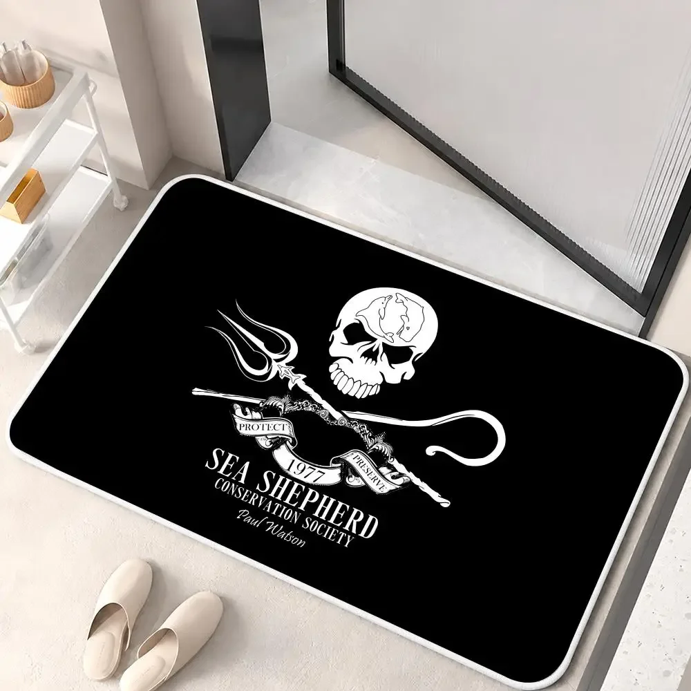 Sea Shepherd Conservation Society Floor Mat Flannel Rug Soft Non Slip Door MatBathroom Bedroom Kitchen Living Room Home Decor