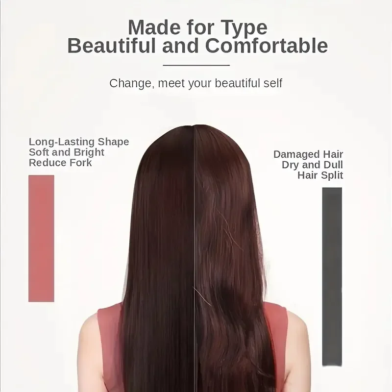 Two-in-one ceramic electric straightener and curling comb, quick heating temperature adjustable, negative ion steam
