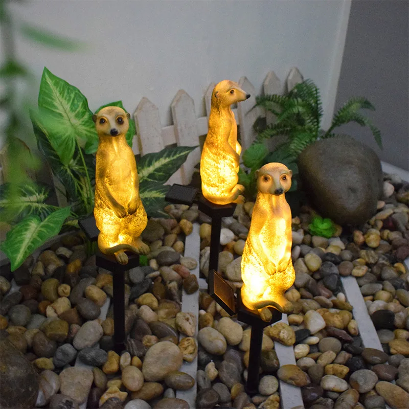 Solar Outdoor Garden Light Meerkat Waterproof Courtyard Villa Balcony Landscape Floor New Style Sale Lawn Decoration Resin Lamps