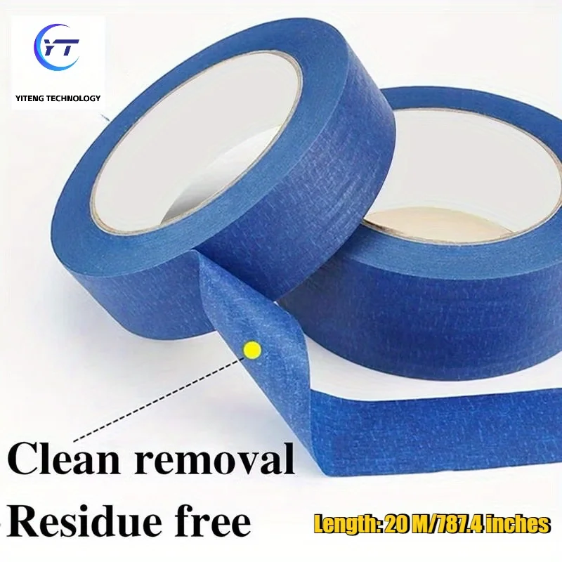 20M Blue masking masking masking paper and paper, painted tape, painting art tape, suitable for cleaning and peeling paper tape