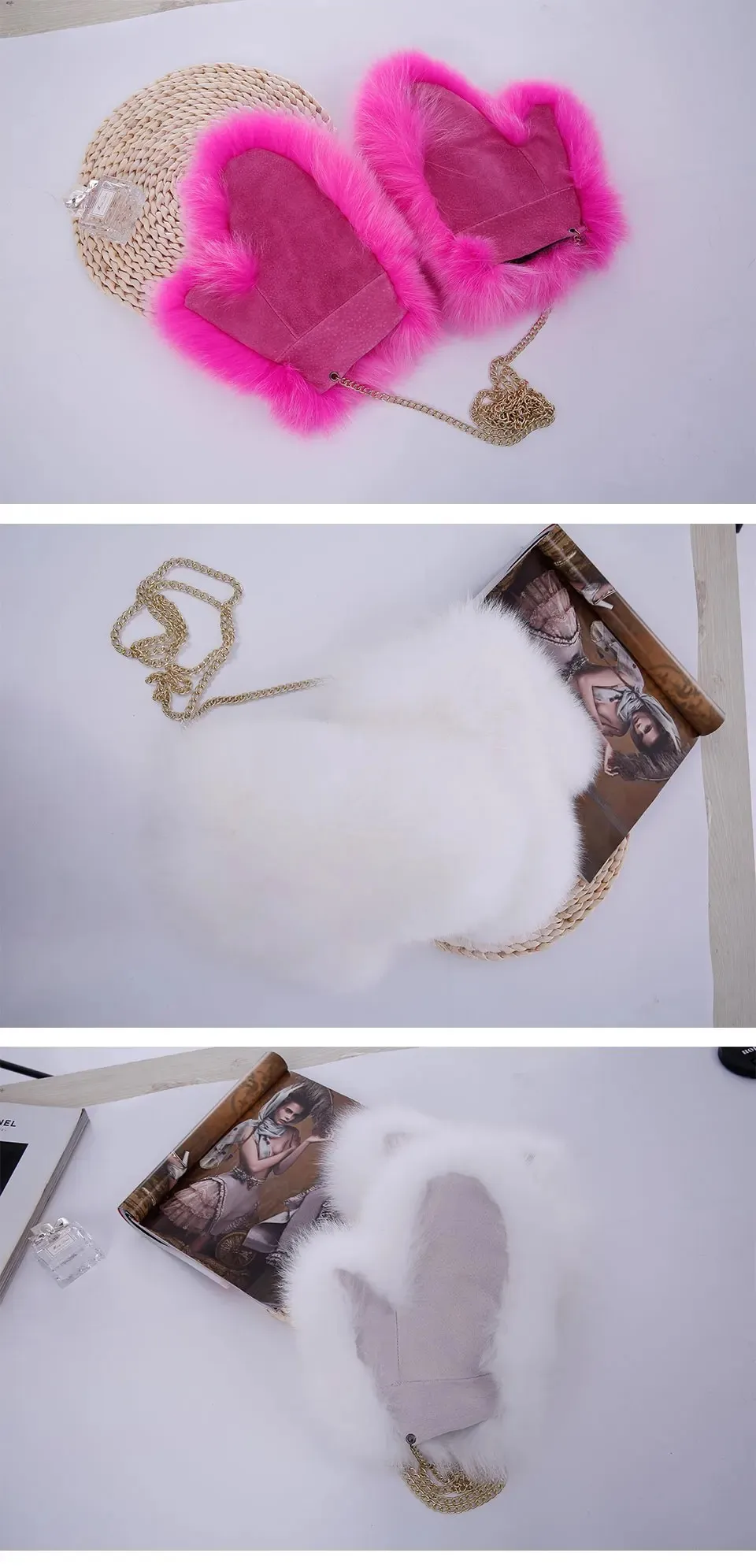 Neue Marke Winter Frauen natürliche echte Fuchs Pelz Handschuhe warm echte Fuchs Pelz Fäustlinge Mädchen Mode Luxus echte Fuchs Pelz Handschuh – Detail 5