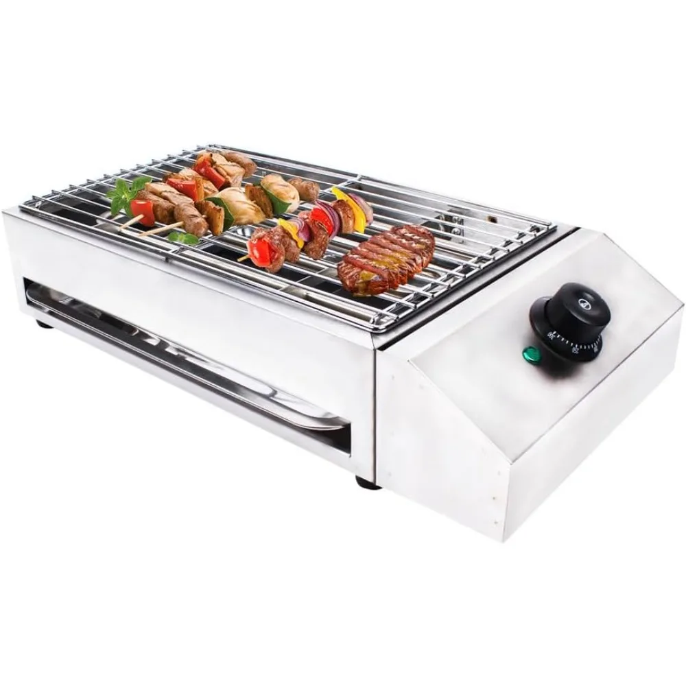 Smokeless Indoor Grill, 1800W Commercial Electric Grill, Adjustable Temperature 122°F-302°F Electric Grill with Removable