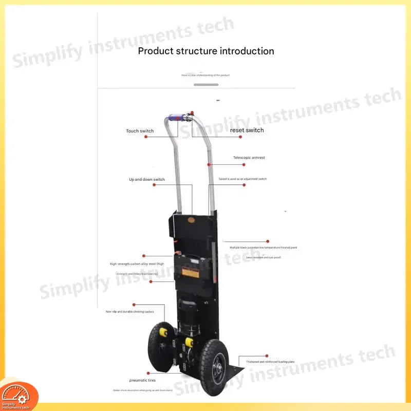 Stair Climbing Trolley 200kg Heavy Duty Industrial Cargo Carrier Stainless Steel Platform Hand Truck for Freight