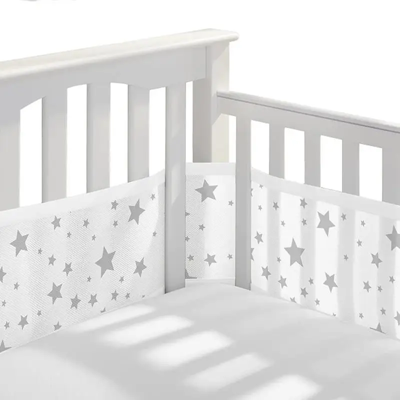 Doublure en maille respirante pour lit de bébé à 4 panneaux, pare-chocs et protection de clôture en coton épais pour décoration de pépinière
