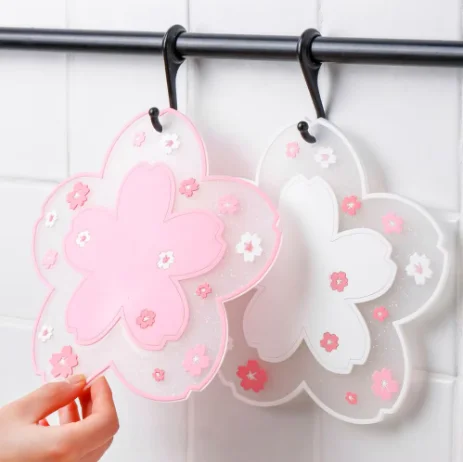 Cherry Blossom Silicone Cup Coaster Non-Slip Heat Insulation Mat for Coffee Tea Mug Cute Desktop Decorate Kitchen Table Placemat