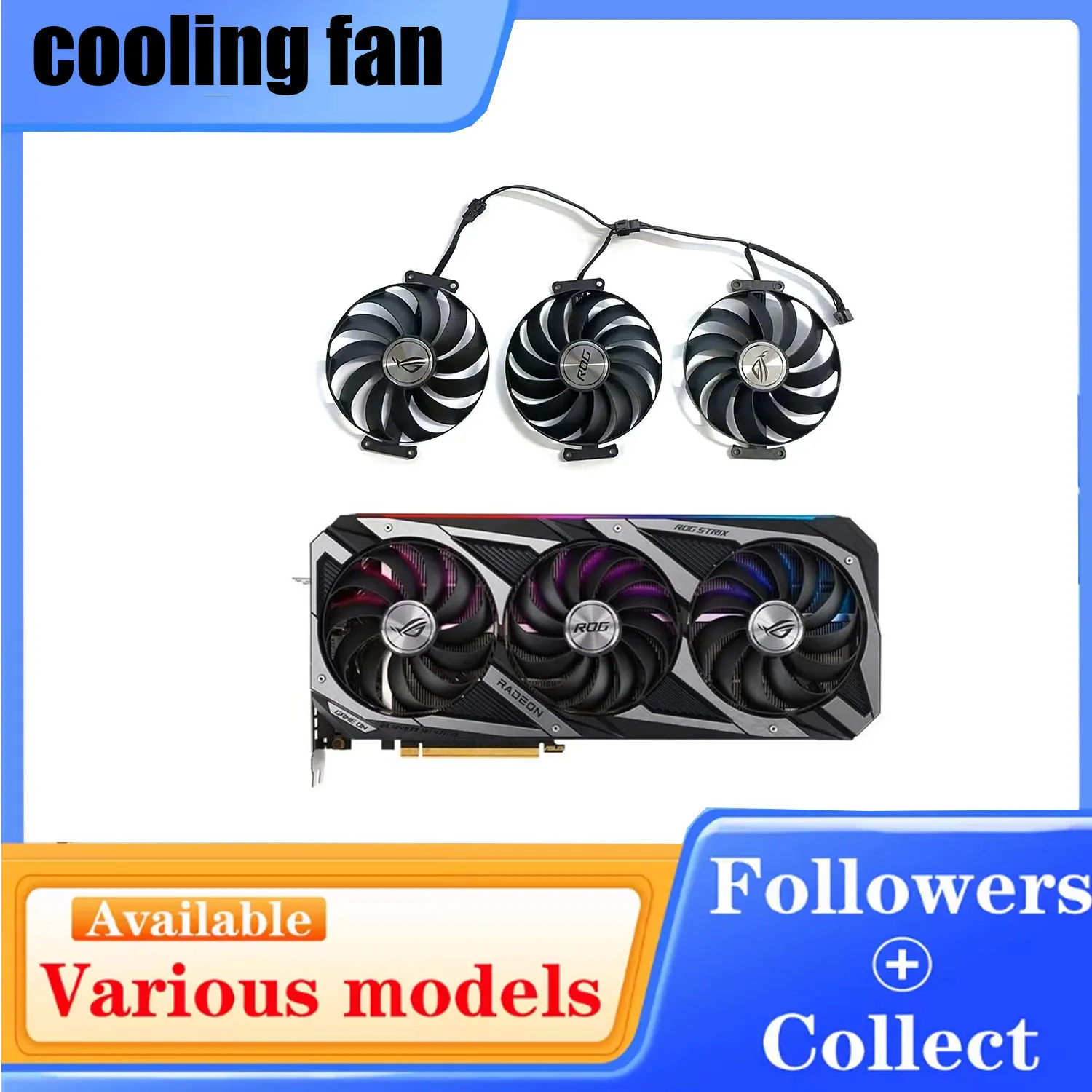 95MM 7PIN CF1010U12S T129215SU ForASUS GeForce Radeon RX6700XT 6750XT 6800 6800XT ROG STRIX OC RTX 3060 3070 3080 Ti 3090 Gaming