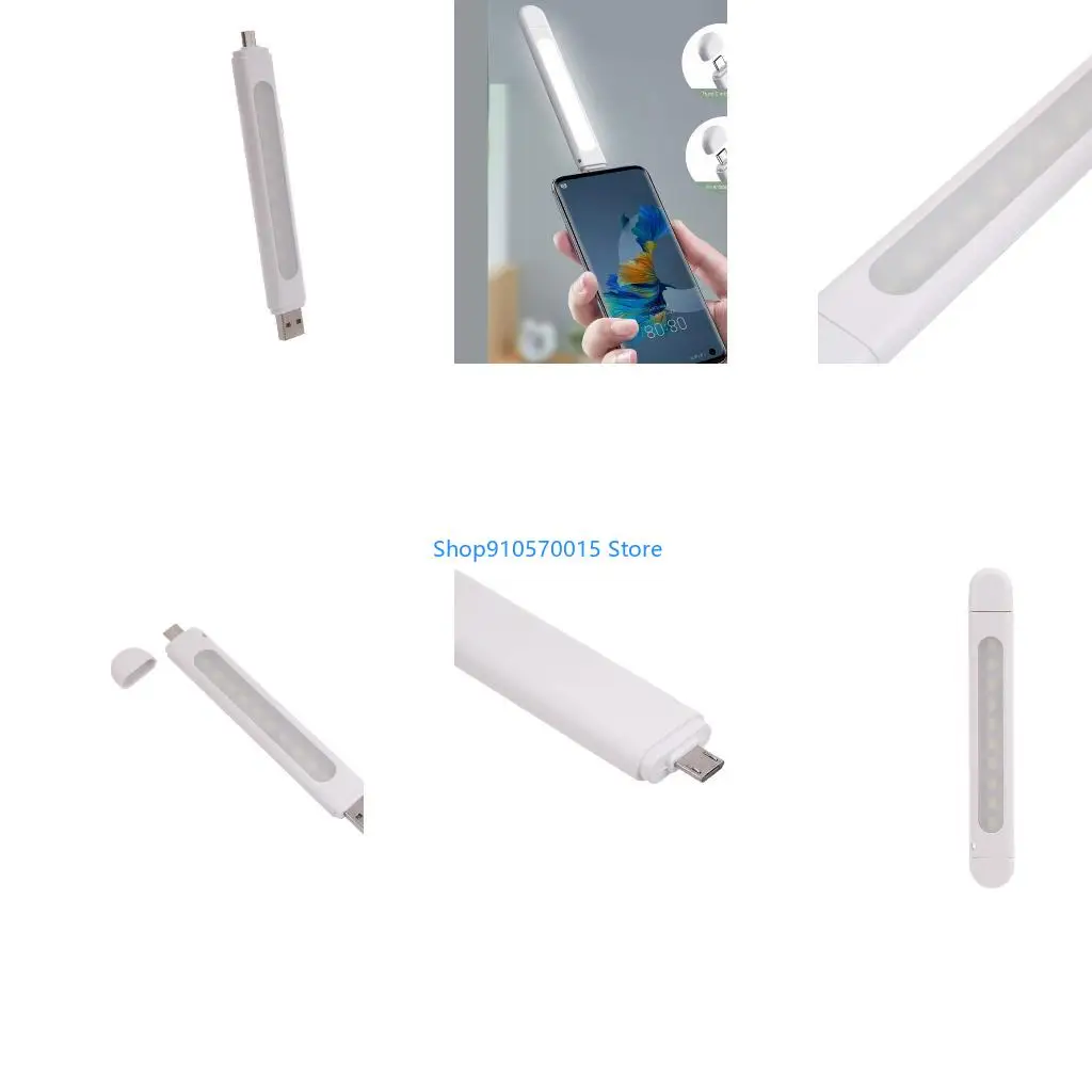 B95C Usb LED Light 10 LED Beads TypeC Night Lamp Support Micro USB or UsbC for Car Computer and Power Banks