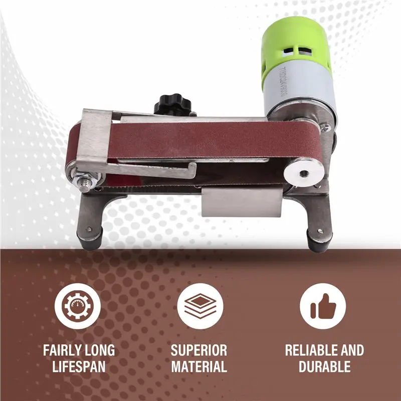 【HOUSEHOLD GOODS】EU Plug Mini Belt Sander Electric Polishing Sanding Machine Small Sand-Belt 7-Speed Adjustable Includes 10 Sand