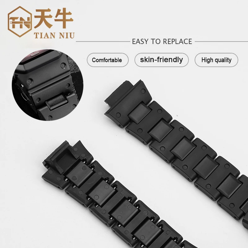 Black plastic steel watchband High quality men\'s watch strap For Casio G-SHOCK DW5600 GW-M5610 GA-2100 DW-6900 series Bracelet