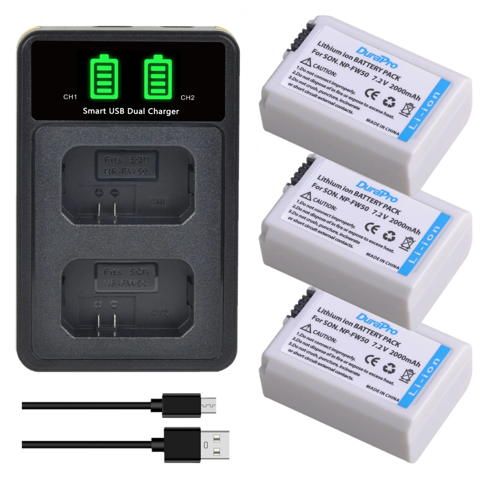 

NP-FW50 Battery and Charger for Sony Alpha 6000, DSC-RX10, ZV-E10, DSC-RX10 IV, A6400, A6300, NEX-3N