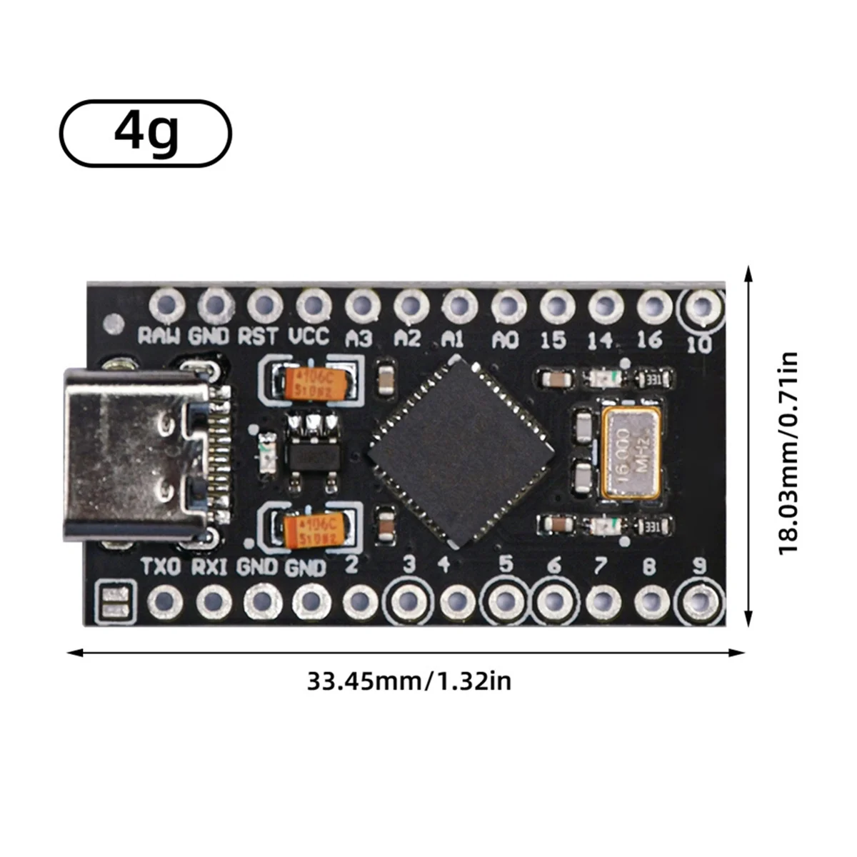 Atmega32U4 Tipo-C Mini USB Pro Micro-para Arduino, 3.3V, Módulo 16Mhz, Cabeçalho de 2 pinos, Leonardo