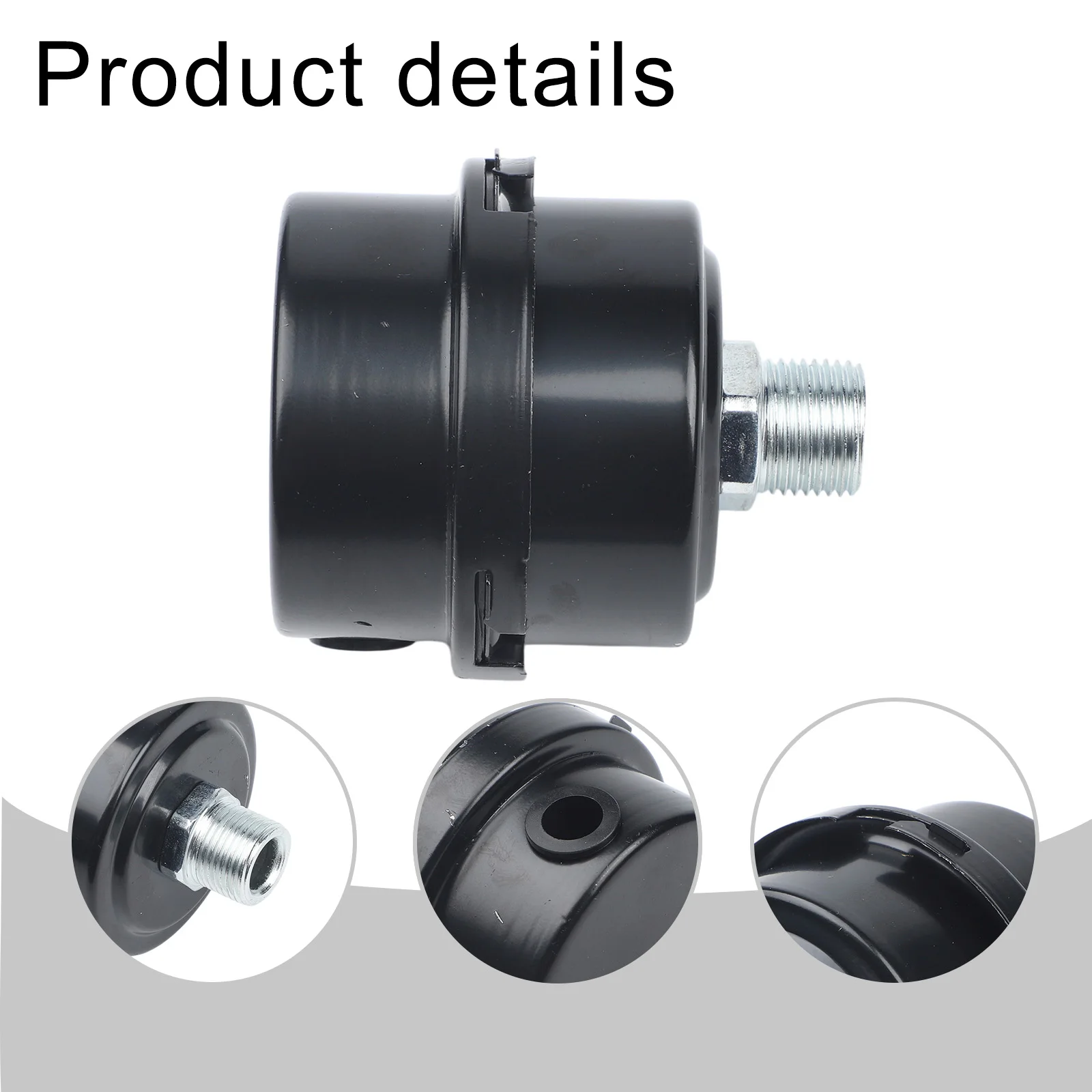 1 PC 12.5/16/20mm  Metal Air Filter  Oil-Free Black Muffler  Intake Filters Noise Air  Compressor Pump  Accessories