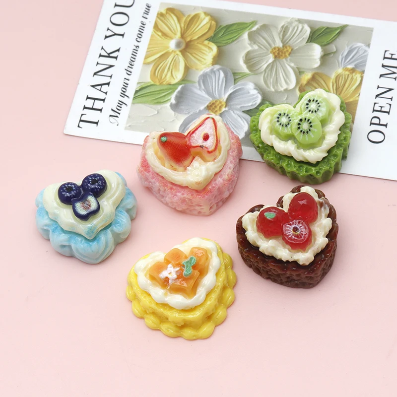 10/100PCS Kawaii Simulated Fruit Cream Cake Flatback Resin Cabochon Scrapbooking Dollhouse DIY Charms Crafts Accessories