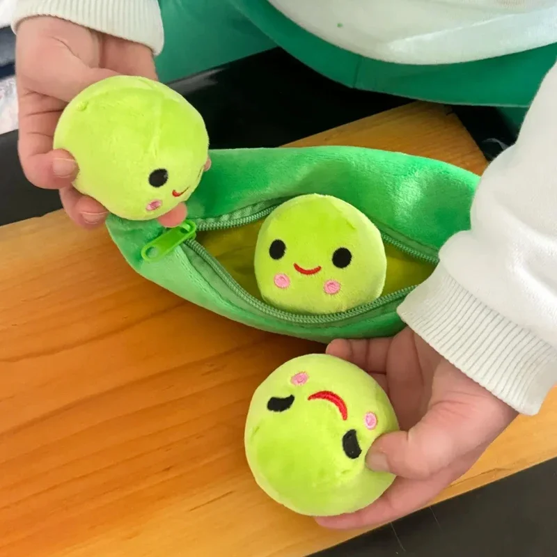 25CM Cute Children's Baby Plush Peas Filled Plant Doll Toy Children Kawaii Quality Pea-shaped Pillow Toy Boy Girl Gift