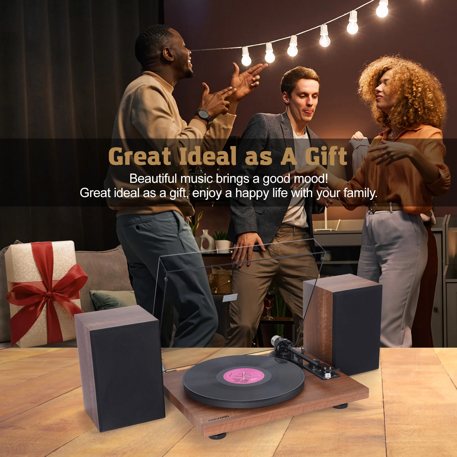 Vinyle Colorable LP Disque BT Gramophone Phonographe avec HautréusHi-Fi Externes, 2x15W