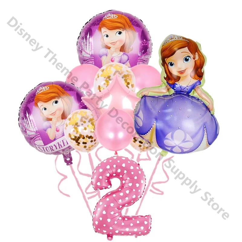 11pcs Disney Princess Sofia Foil Balloon Set Girl Birthday Party Decoration Kids Baby Shower Cartoon Helium Globo Decor Supplies