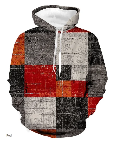 2023 Men's Hoodie Pullover Hoodie Sweatshirt 3D Print Graphic Plaid Color Block Lace Up Casual Daily Holiday Sportswear clothing