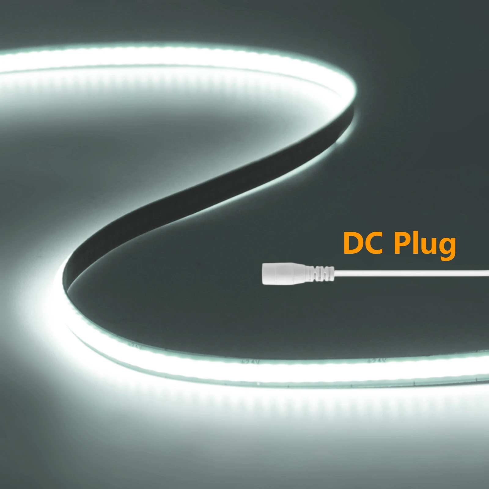 5mm 8mm PCB COB LED-Lichtstreifen Frei Zuschneidbar 12V 24V Mit 2-PIN-Kabel DC-Stecker 400LEDs/m 3000k 4000k 6000k Flex-Lampe 0,5m 1m 5m 10m 20m