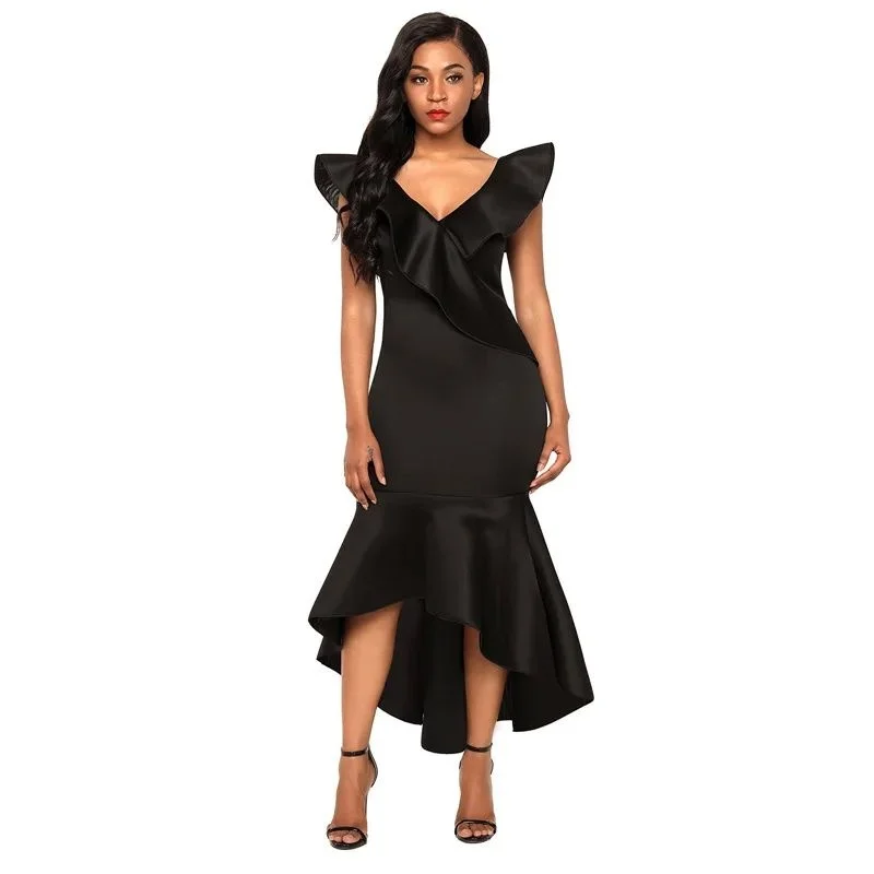 

Сексуальное платье с V-образным вырезом и рюшами, облегающее, с рукавом три четверти, для женщин среднего возраста, Ciwalk Dr ular Prom DR Faion