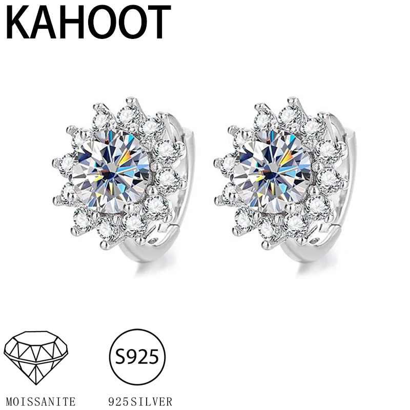 أقراط مويسانيتي نقية S925، نمط عباد الشمس، فاخرة وخفيفة لامعة، مناسبة للارتداء اليومي، والسفر، وهدايا مجوهرات المواعدة #1