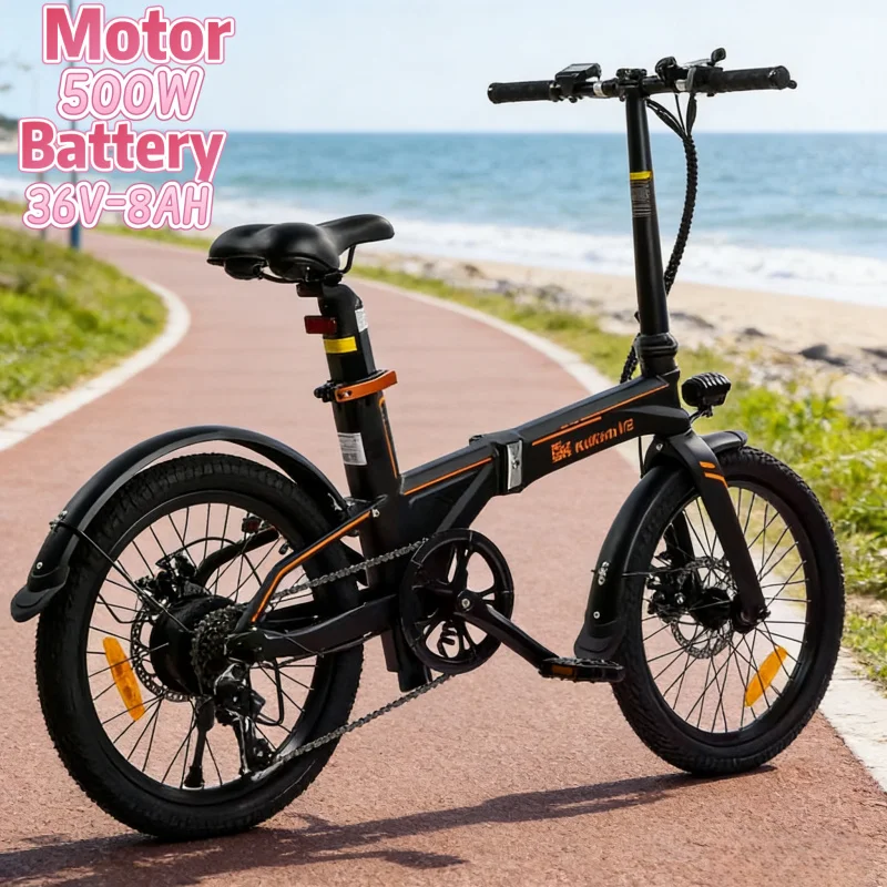 

500W brushless motor city electric bike, mini adult bike 20-inch foldable E-Bike, 36V8AH lithium battery electric moped