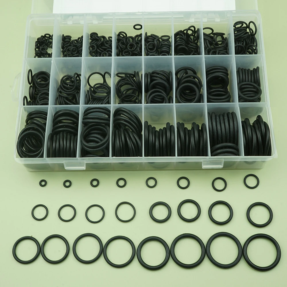 740Pcs O Rings Rubber Silicone O Ring Gasket Seal Sealing O-rings Nitrile Washer Rubber O-ring Assortment Kit Box Ring Set