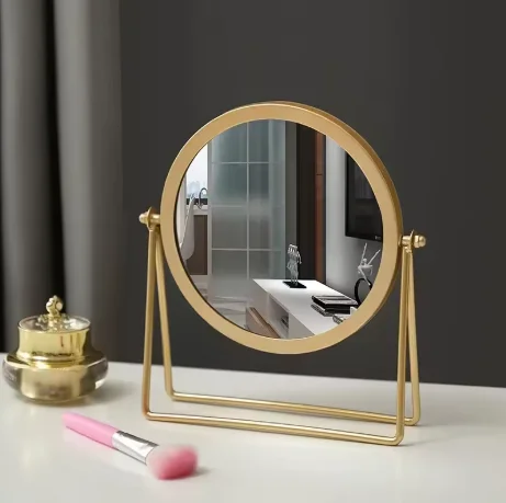 Nordic Heart Design Small Rotating Desktop Makeup Mirror Portable Vanity for Girls Ideal for Dormitory And Home