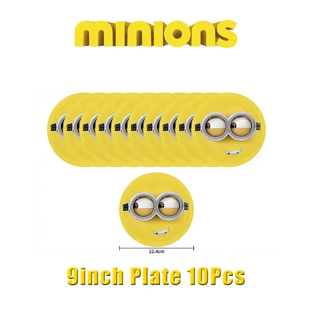 Fournitures de décoration de fête d'anniversaire sur le thème des Minions pour enfants, faveurs de fête préChristophe, tasse, assiette, ballon, britannique, jaune, homme, dessin animé, garçon